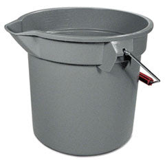 14-Quart BRUTE Round Utility Pail, Plastic, 12dia x 11 1/4h, Gray