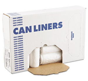 High-Density Can Liner, 24 x 24, 7 -10 Gallon, 6 Micron, Natural, 1000/Case