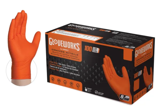 Gloveworks Orange Nitrile Glove 8 Mil