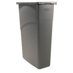 Slim Jim Waste Container, Rectangular, Plastic, 23 gal, Gray