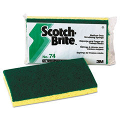 Medium-Duty Scrubbing Sponge, #74, 3.6 x 6.1, Yellow/Green