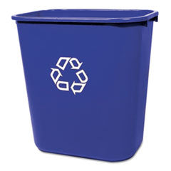 Medium Deskside Recycling Container, Rectangular, Plastic, 28 1/8qt, Blue